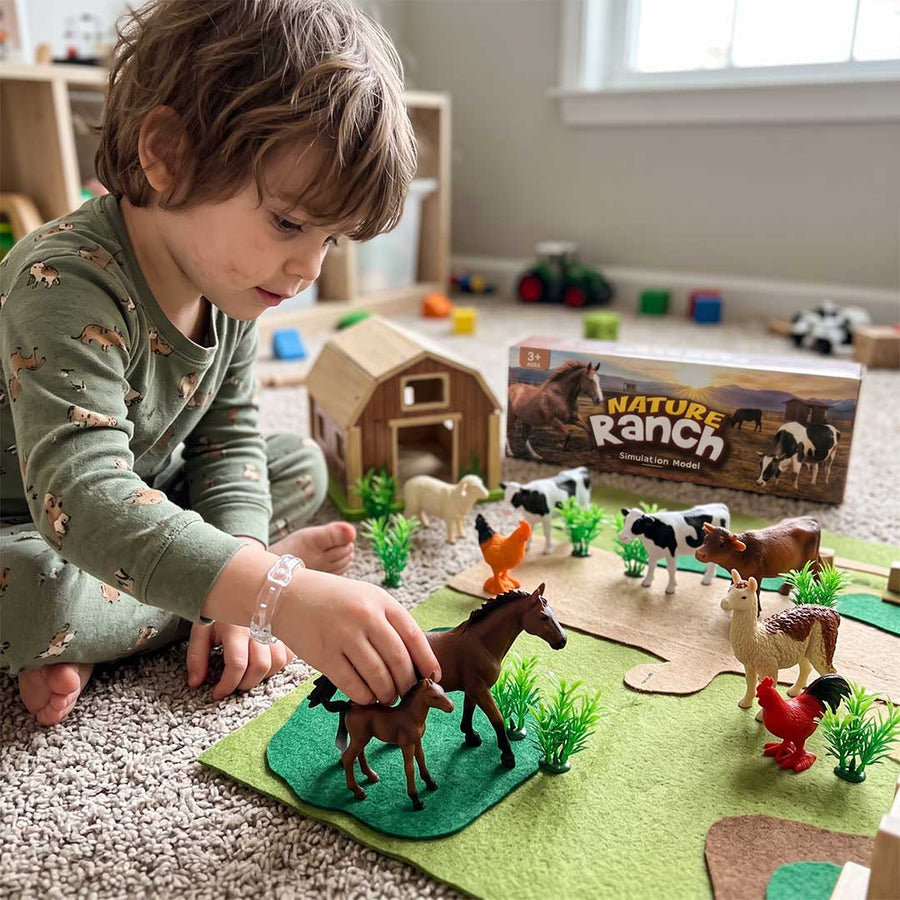 Kids Montessori Safari & Farm Animal Figures Set