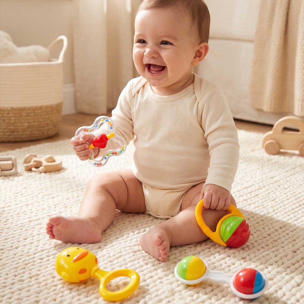 Baby Rattles Toy Set – 4-Piece Sensory & Teething Shaker Kit