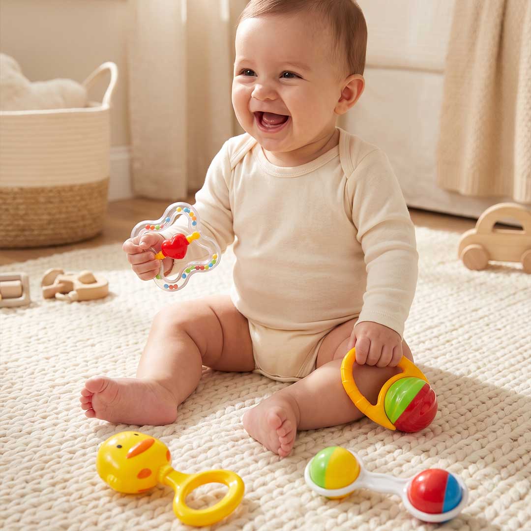Baby Rattles Toy Set – 4-Piece Sensory & Teething Shaker Kit