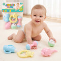 Dynamic Baby Rattles Set – 5-Piece Pastel Sensory & Teether Kit