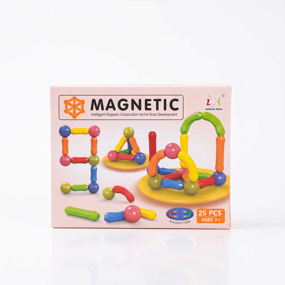 25-Piece Magnetic Building Sticks & Balls Toy Set – Montessori STEM Educational Construction Kit