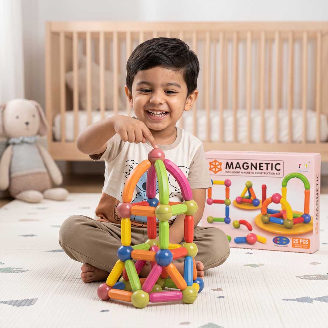 25-Piece Magnetic Building Sticks & Balls Toy Set – Montessori STEM Educational Construction Kit