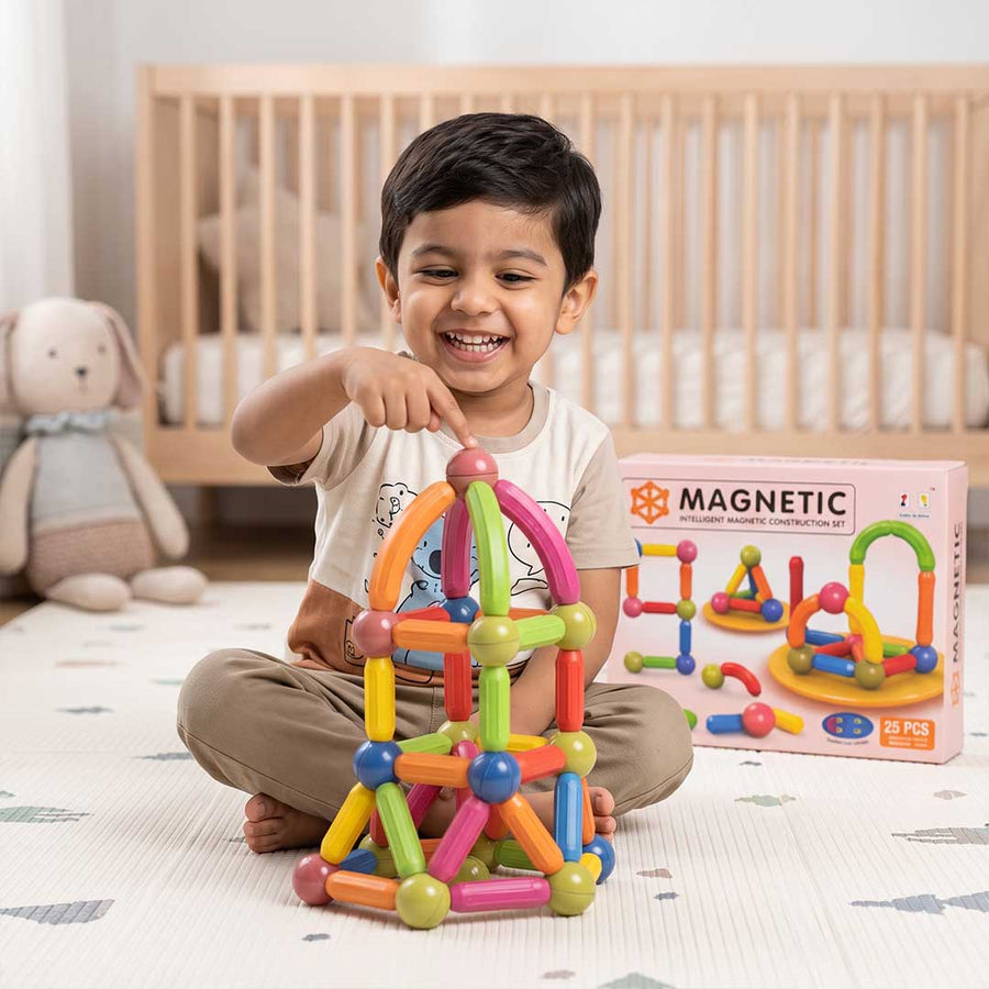 25-Piece Magnetic Building Sticks & Balls Toy Set – Montessori STEM Educational Construction Kit