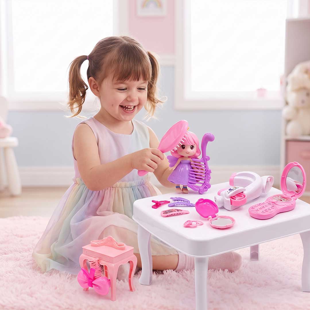 Kids Princess Beauty Makeup & Hair Styling Pretend Playset