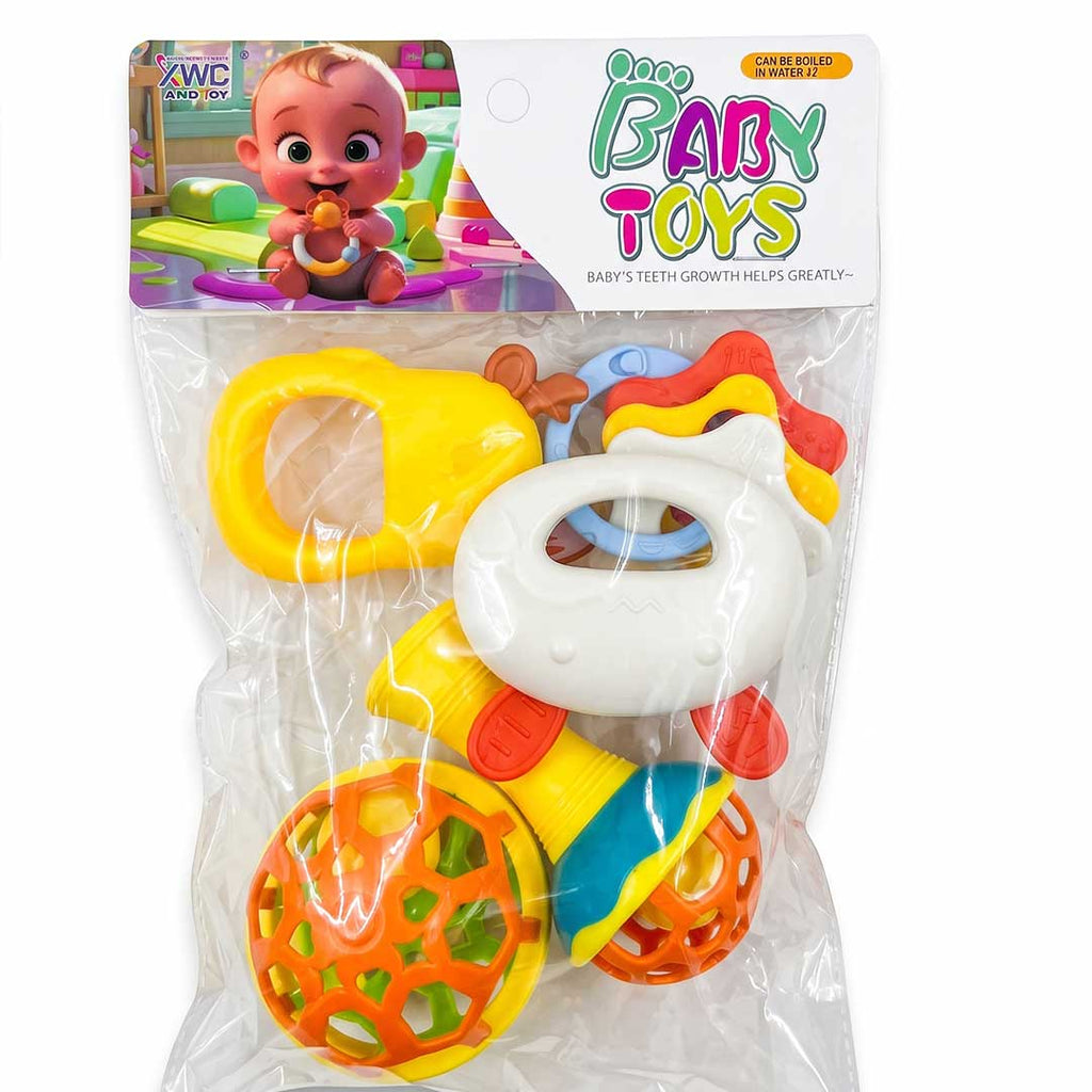5-Piece Baby Rattle & Teether Set – BPA-Free Newborn Sensory Development Kit