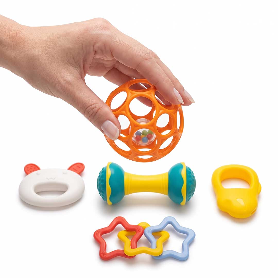 5-Piece Baby Rattle & Teether Set – BPA-Free Newborn Sensory Development Kit
