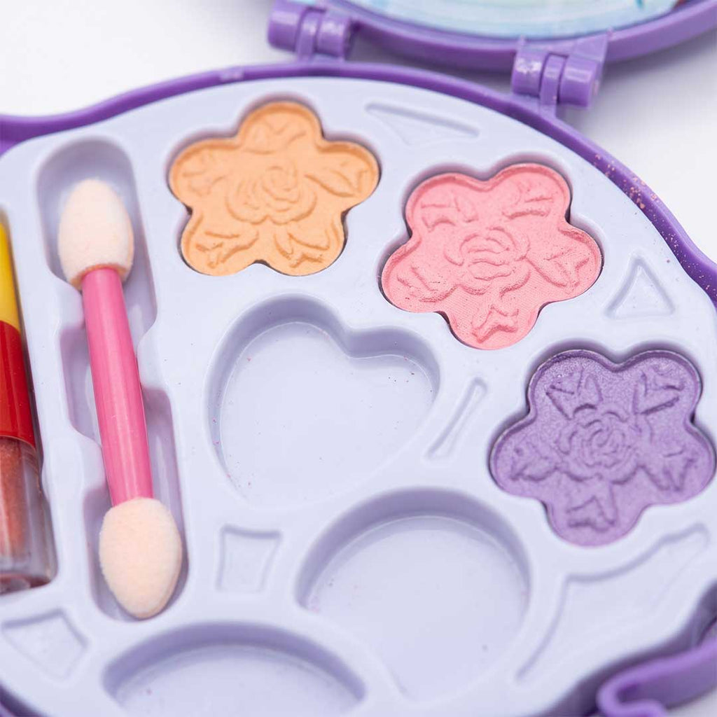 Ice Princess Magic Kids Makeup Palette Set – Washable Pretend Play Cosmetic Kit with Built-in Mirror