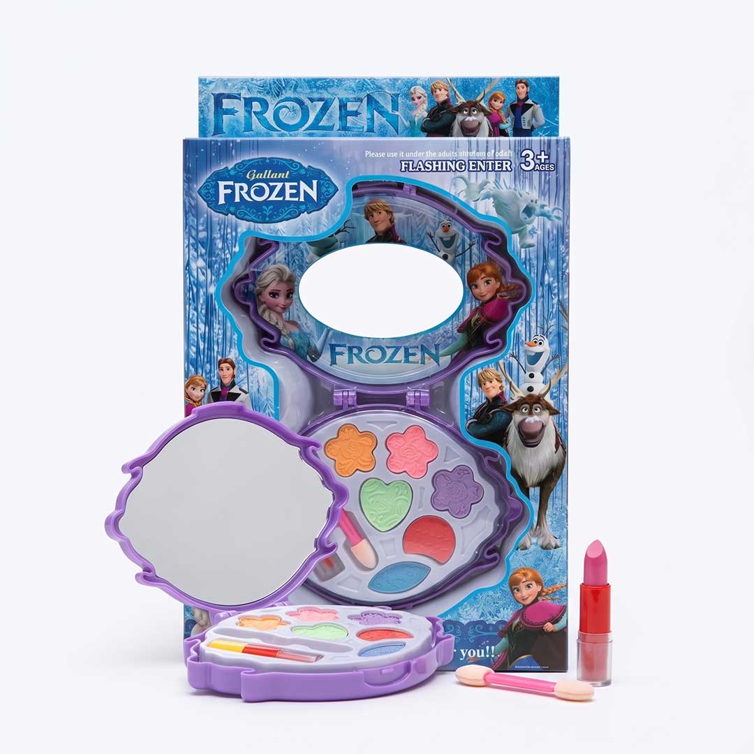 Ice Princess Magic Kids Makeup Palette Set – Washable Pretend Play Cosmetic Kit with Built-in Mirror