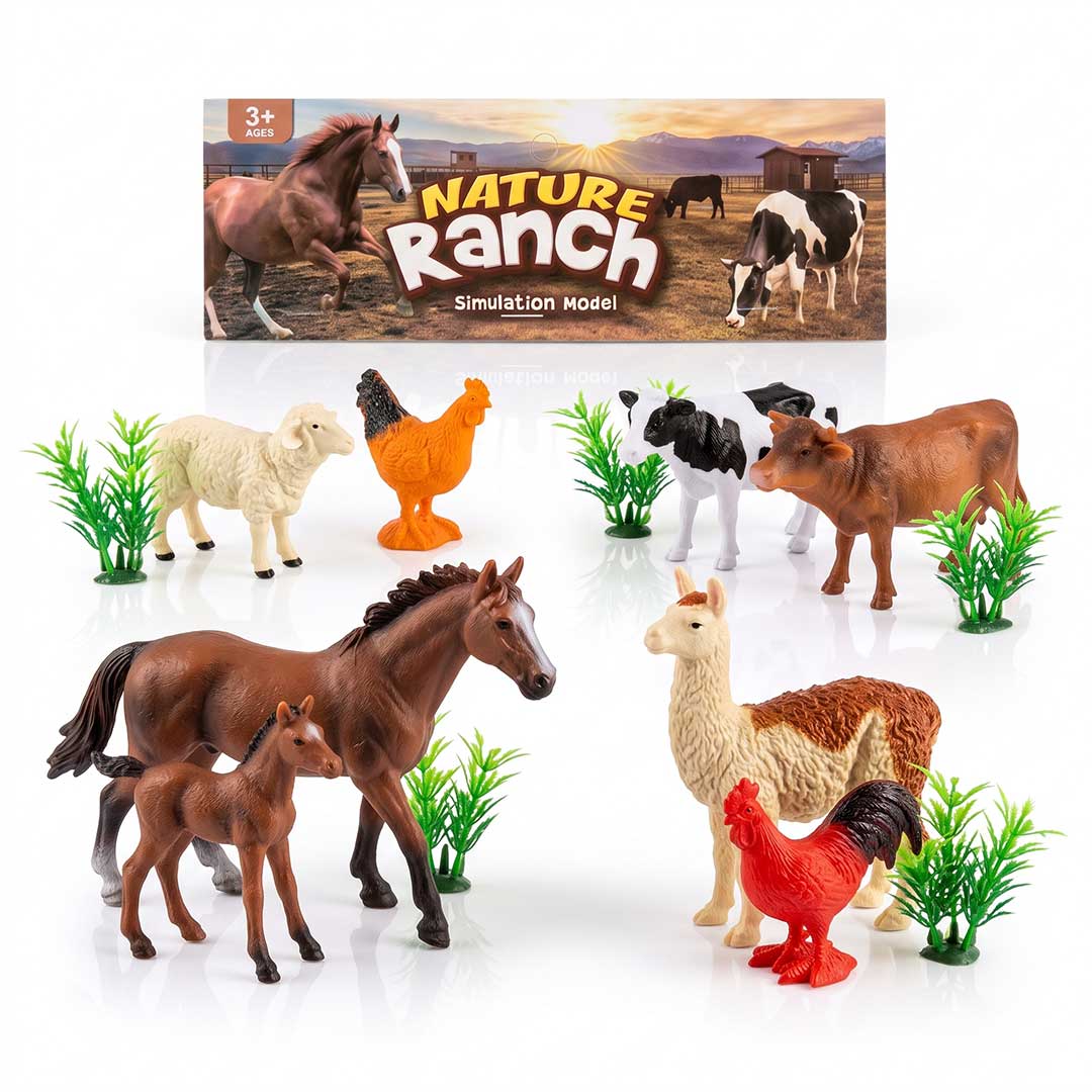 Kids Montessori Safari & Farm Animal Figures Set