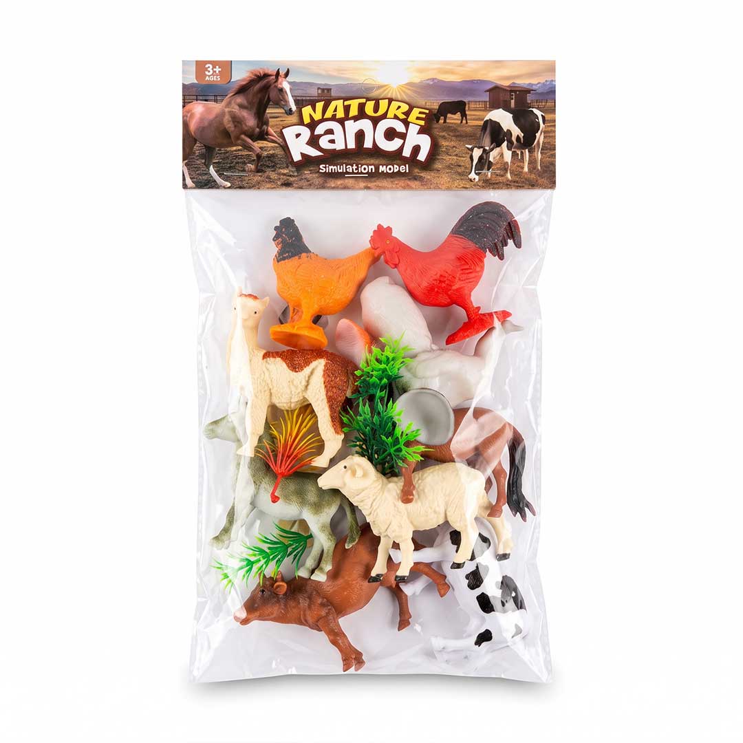 Kids Montessori Safari & Farm Animal Figures Set