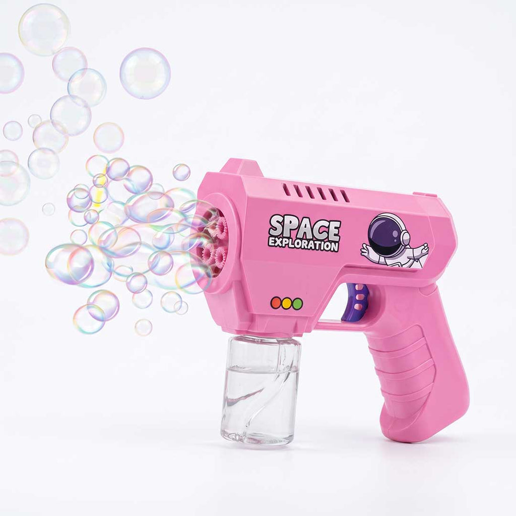 Space Astronaut Automatic Bubble Gun Toy (Pink Edition) – 360° Leak-Proof Electric Bubble Blower
